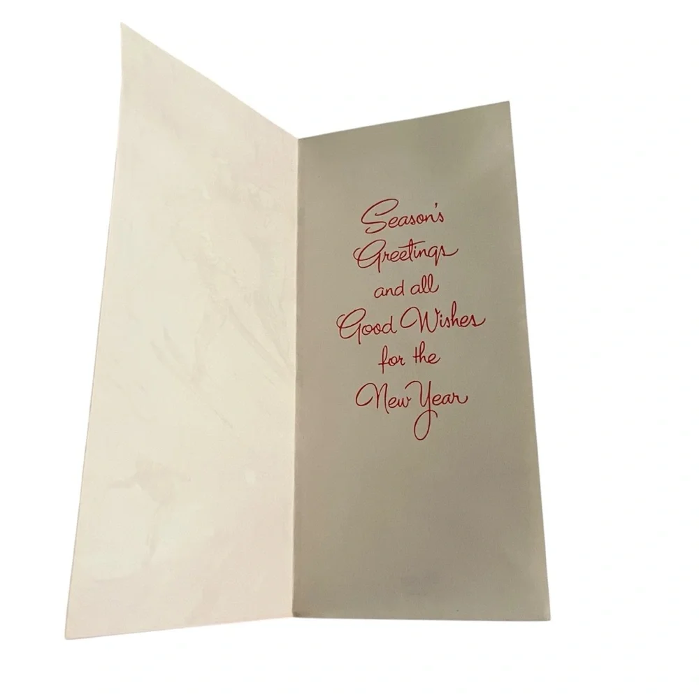 Unused Vintage Carrington Slim Greeting Card New Years Skiing Ephemera